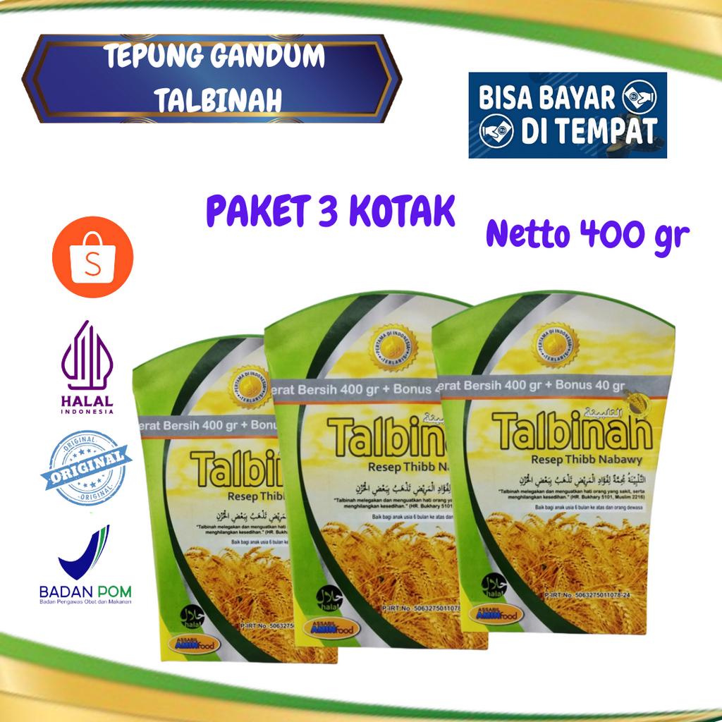 

Paket 3 Kotak Talbinah / tepung gandum talbinah 400 gr
