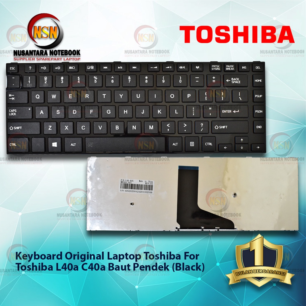 Keyboard Laptop Toshiba L40a C40a Baut Pendek