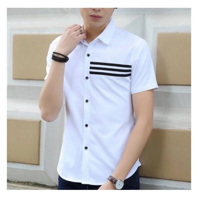 TOTOTAshop.Kemeja DONNY pria.M-L-XL slimfit,lengan pendek bahan cotton stretch,Real pict