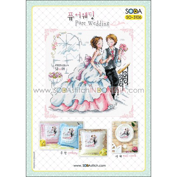 Paket DIY Craft Sulam Kristik Strimin Cross Stitch Sodastitch SO-3106 - Pure Wedding