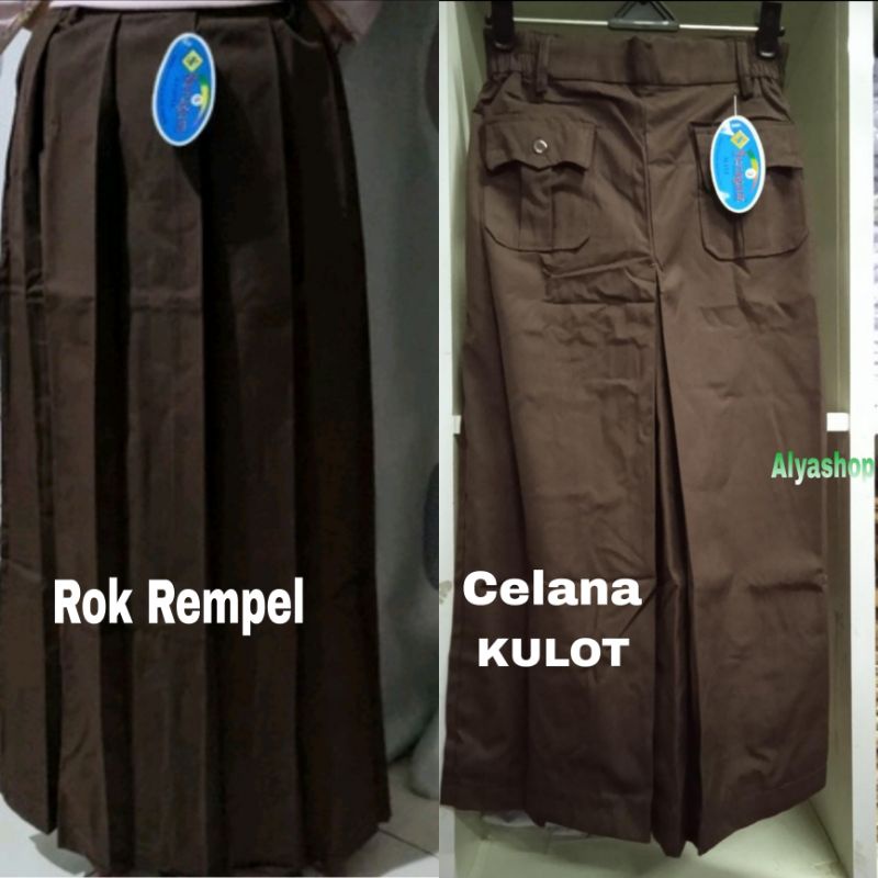 Rok Pramuka Panjang REMPEL dan KULOT COKLAT Merk SERAGAM