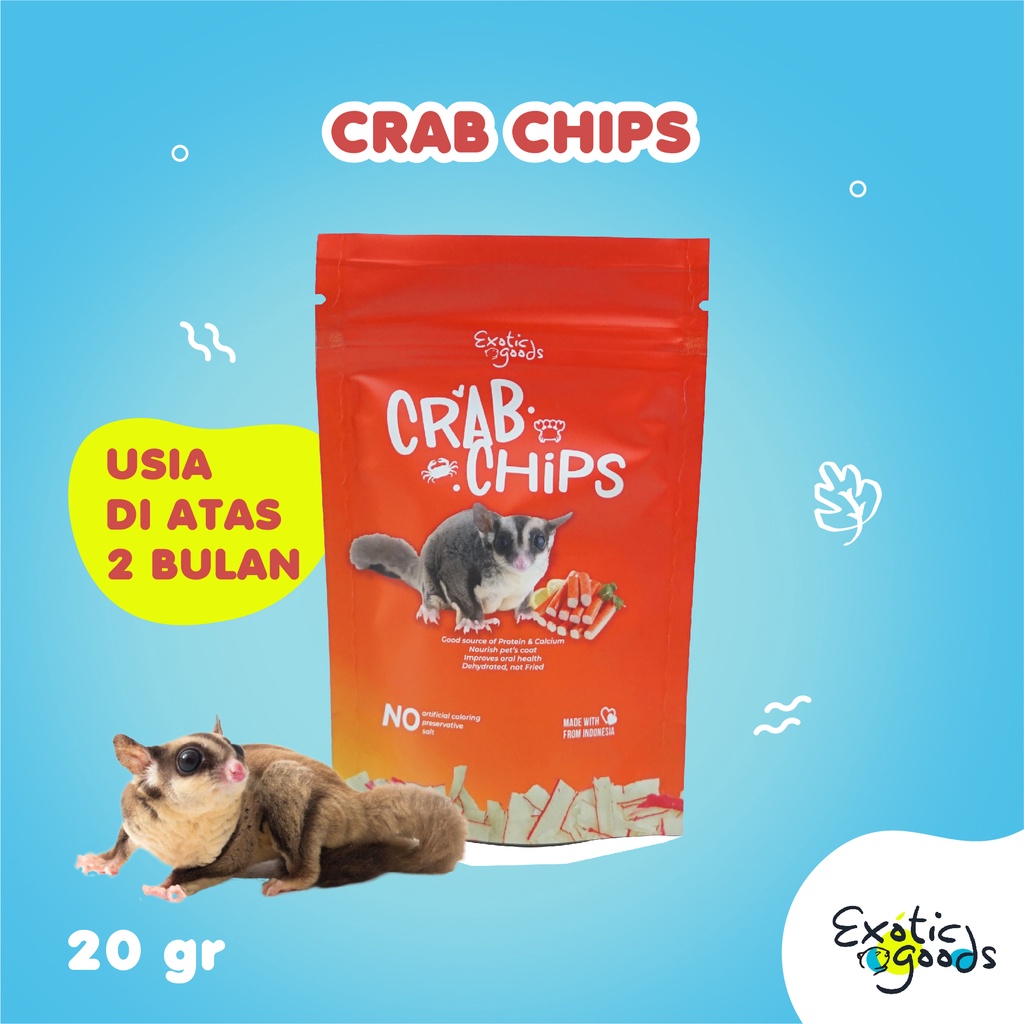 EXOTICGOODS CRAB CHIPS 20gr SNACK KEPITING CRAB STICK CRAB CHIP SNACK SUGAR GLIDER MAKANAN SUGAR GLIDER MURAH