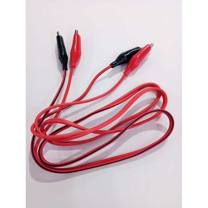 Kabel Power Supply 2 Arah Jepit Capit Buaya Merah Hitam Panjang 1 M