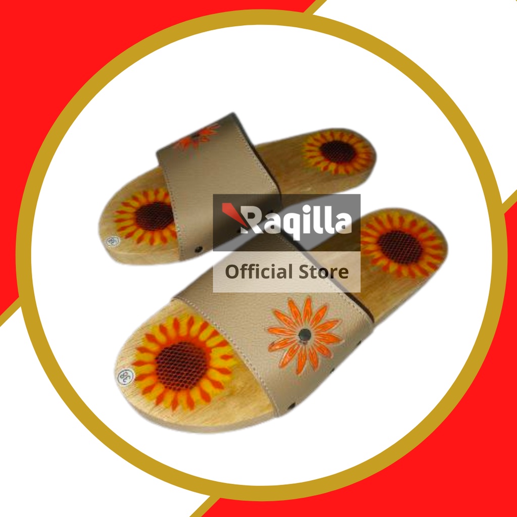 Sandal wanita selop motif bunga matahari Slide wanita dari Raqilla Shop