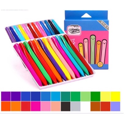 

Crayon Waterproof Isi 24 Pcs / Isi 12Pcs Magic Crayon Plastik Anti Tangan Kotor