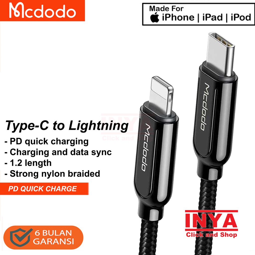 MCDODO CA-687 PD QUICK CHARGE Type C to Lightning Data Cable 1.2m - Kabel Data iphone