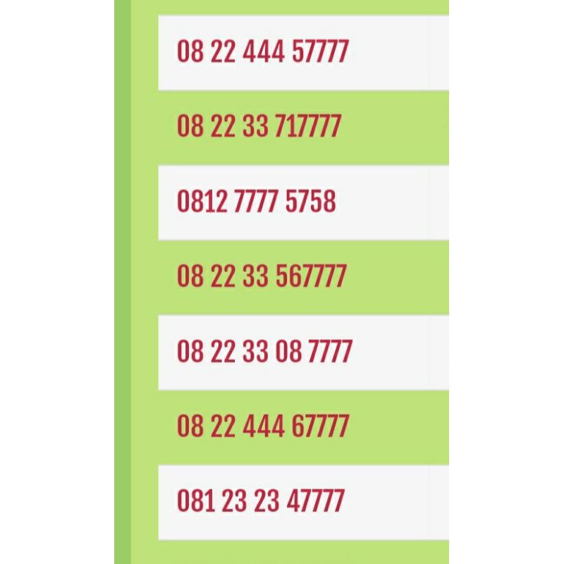 Nomor Cantik Simpati 7777