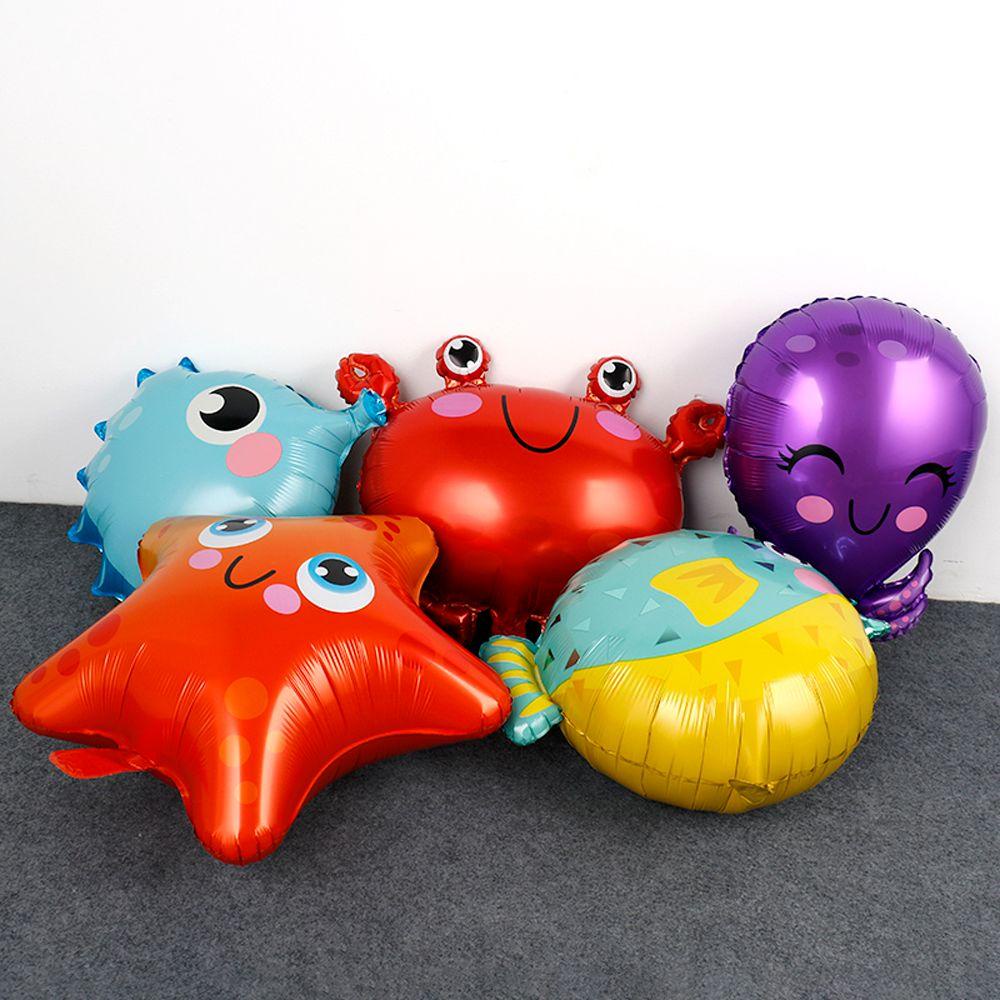 Lanfy Ikan Balon Lucu Hewan Laut Perlengkapan Mandi Bayi Tema Pesta Laut Anak Dekorasi Ulang Tahun Kepiting/Bintang Laut/Gurita Gurita Balon