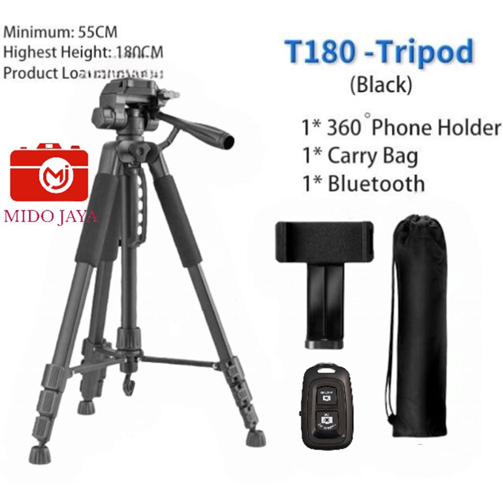 T180 Tripod T-180 For Kamera dan Handphone dengan Tinggi Tripod 180cm