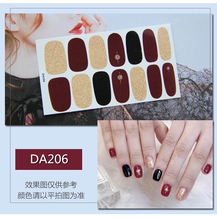 DA 14Pcs/Set Stiker Kuku Desain Bermotif High End Berlian Mutiara Permata Warna-Warni Untuk Tempel Tahan Air Tahan Lama Menicure Stickers Korea Self Adhesive Fashion Sticker kuku Full Aksesoris Dapat Kupas Mudah Digunakan Dan Dilepas Anti Air Nail Art