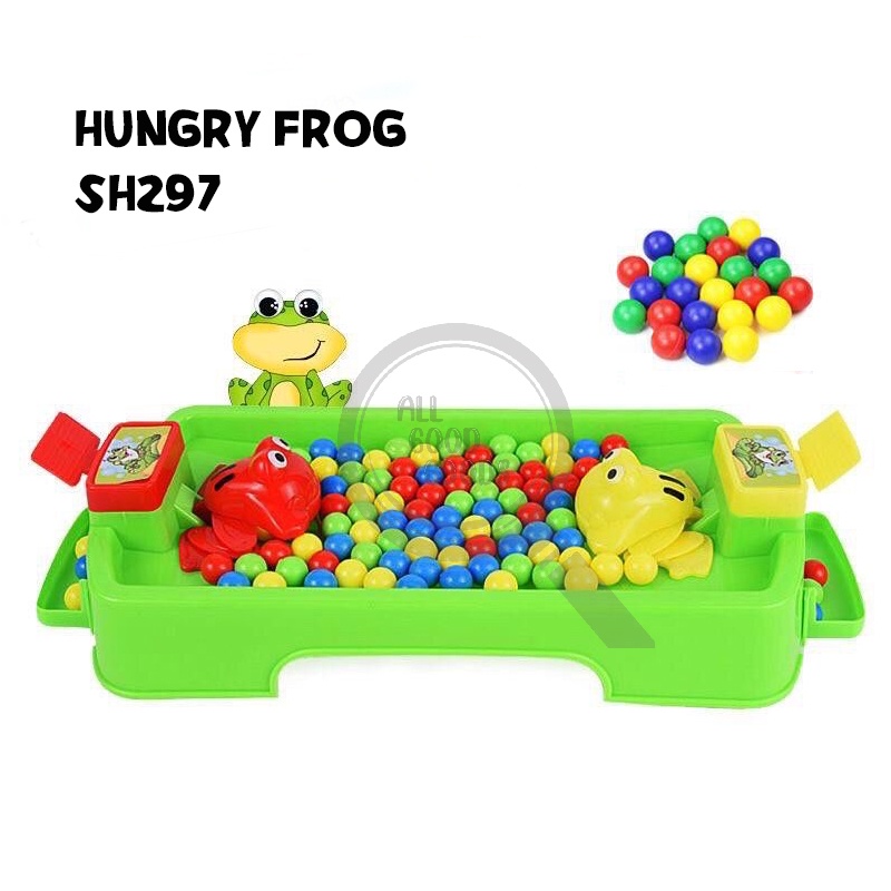 [SH297] Mainan Edukasi Anak Hungry Frogs / Frog Scramble KEMASAN BOX - Main Game Bersama Kodok Kelaparan 2 Orang / Katak Makan Bola