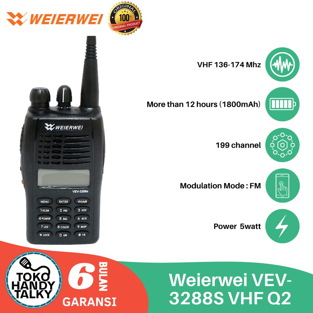 WEIERWEI HANDY TALKY VEV-3288S VHF Q2 NEW ORIGINAL GARANSI RESMI POSTEL