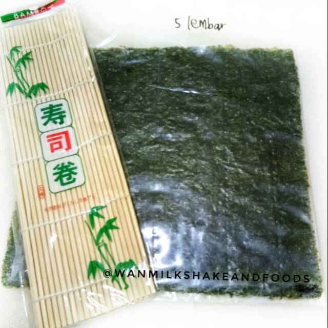 

(Pekanbaru) Paket Nori sushi isi 5 + 1pcs sushi mat (gulungan sushi)