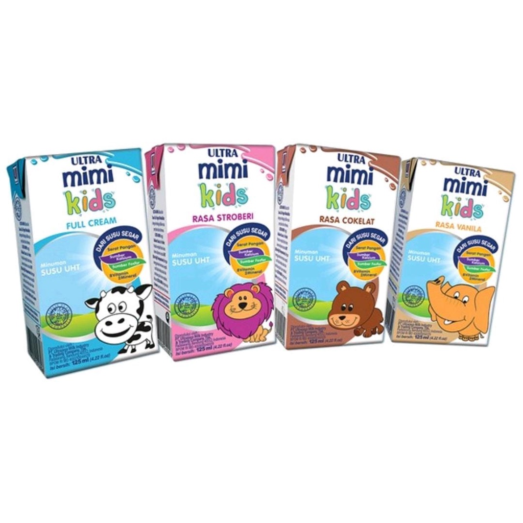 

Ultra Mimi Kids Vanila / Fullcream / Coklat / Strawberry 125ml / 1 karton / 40pcs