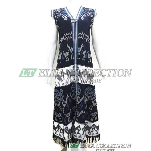 Cardigan tenun panjang tanpa lengan / long vest cardigan