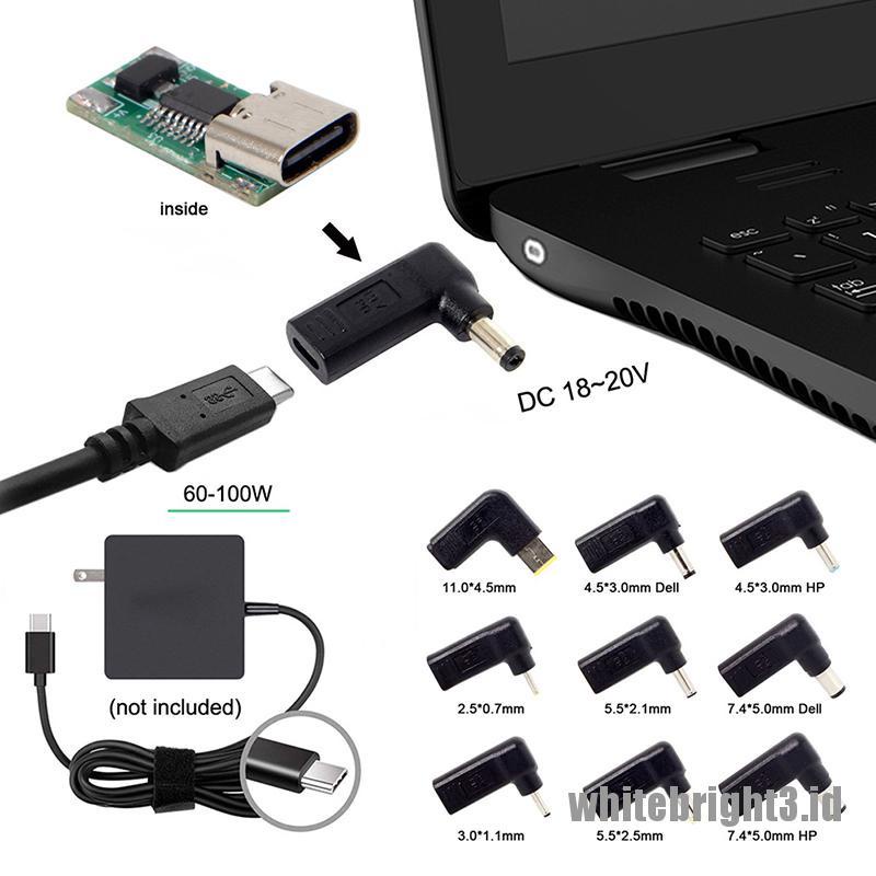 &lt; White3 &gt; adapter Konverter charger Laptop usb Tipe-c female dc power jack