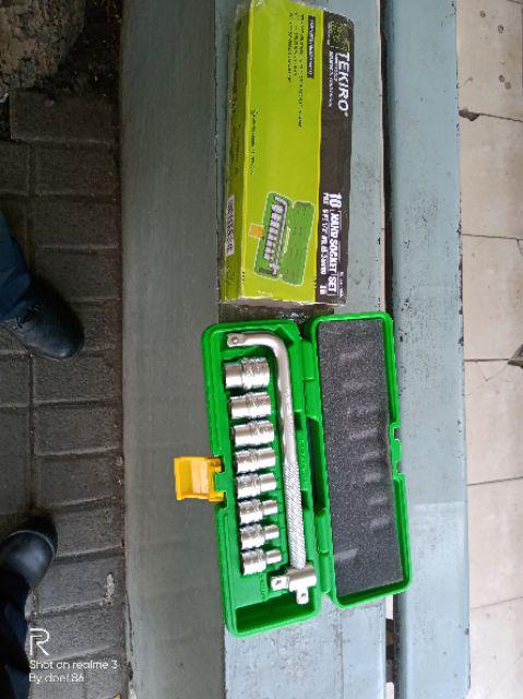 Tekiro Kunci Sok Set 10 Pcs 1/2 Dr 8 - 24 Mm 6 Pt / 12 Pt Box Plastik