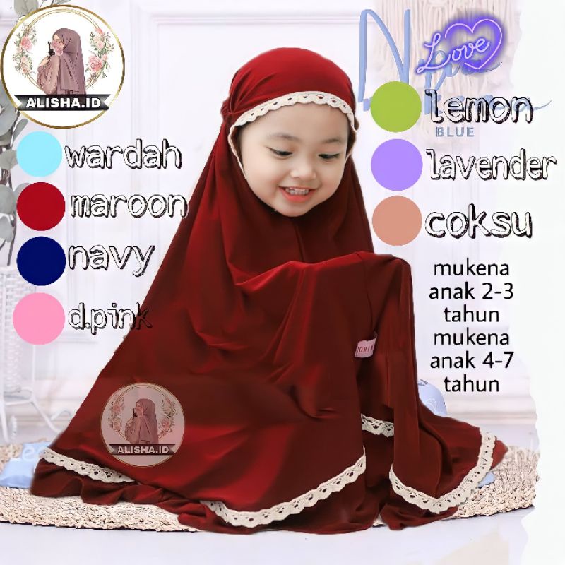 {ALAT IBADAH} MUKENA ANAK UMUR 2 TAHUN SAMPAI 7 TAHUN_MUKENA POLOS RAYON RENDA-MUKENAH BALI -MUKENA 