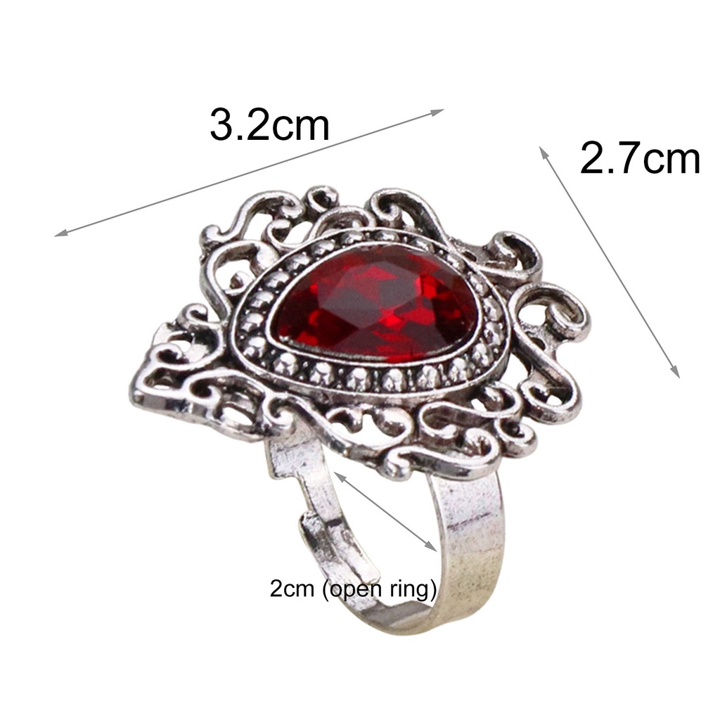 Hu Hu Hu Hu Hu Alat Bantu Pasang Kacamata♡ Cincin Model Terbuka Bahan Alloy Desain Ukiran Hati Hias Permata Imitasi Gaya Bohemian Untuk Priawanita