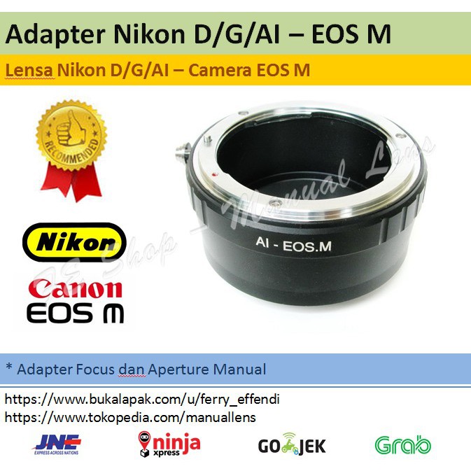 Adapter AI-EOS M - Nikon AI DSLR To Mirrorless Canon EOS M
