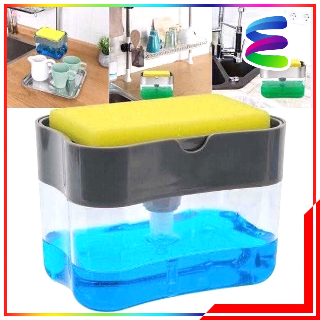 Soap Pump Dispenser Free Sponge / Dispenser Sabun Cair Cuci Piring / Pump Holder Sponge Sink / Tempat Wadah Sabun Cuci Piring Free Spons