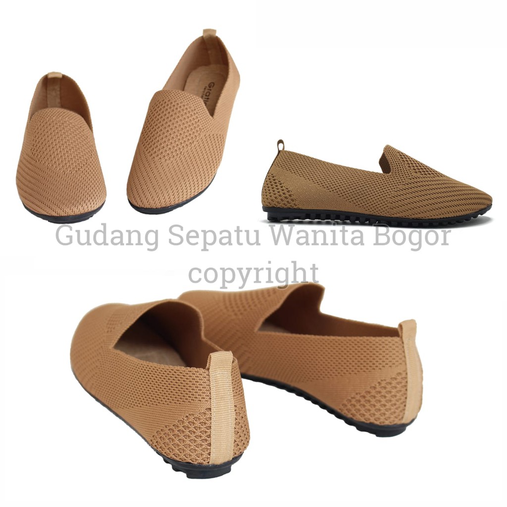 Gratica Sepatu Wanita Flat Shoes Balet Rajut Jane DR 3539