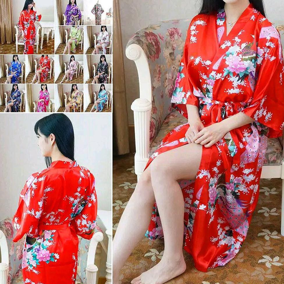 long satin kimono panjang