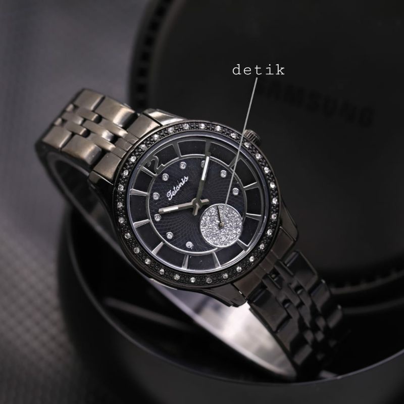 JAM TANGAN WANITA TETONIS ORIGINAL RANTAI CHRONO DETIK AKTIF