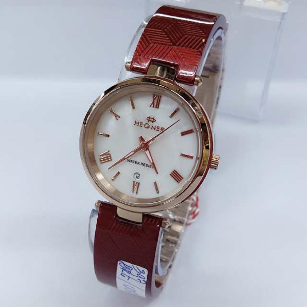 Jam Tangan Wanita Original Hegner 397 (2Pilihan Warna Red Rose & Dark brown) hargajam ori