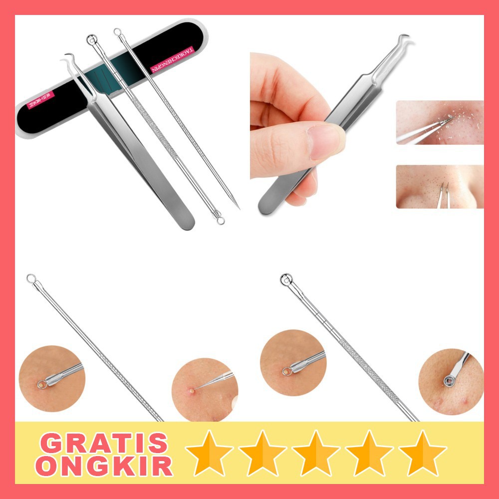 Putimi Alat Perlengkapan Komedo Jerawat Blackhead 3 PCS - PT3 - Silver