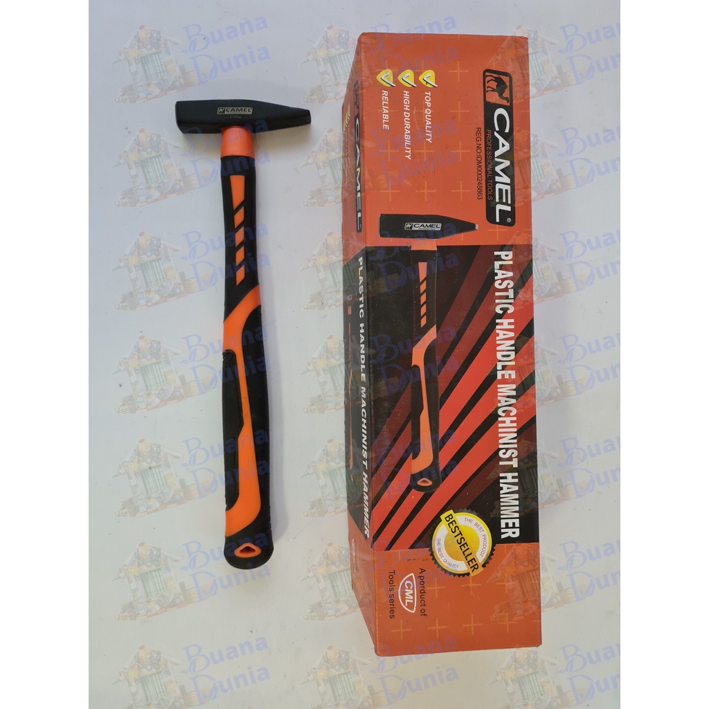 Palu Kaca Lancip Gagang Karet Camel 100g | Palu Tukang Lancip