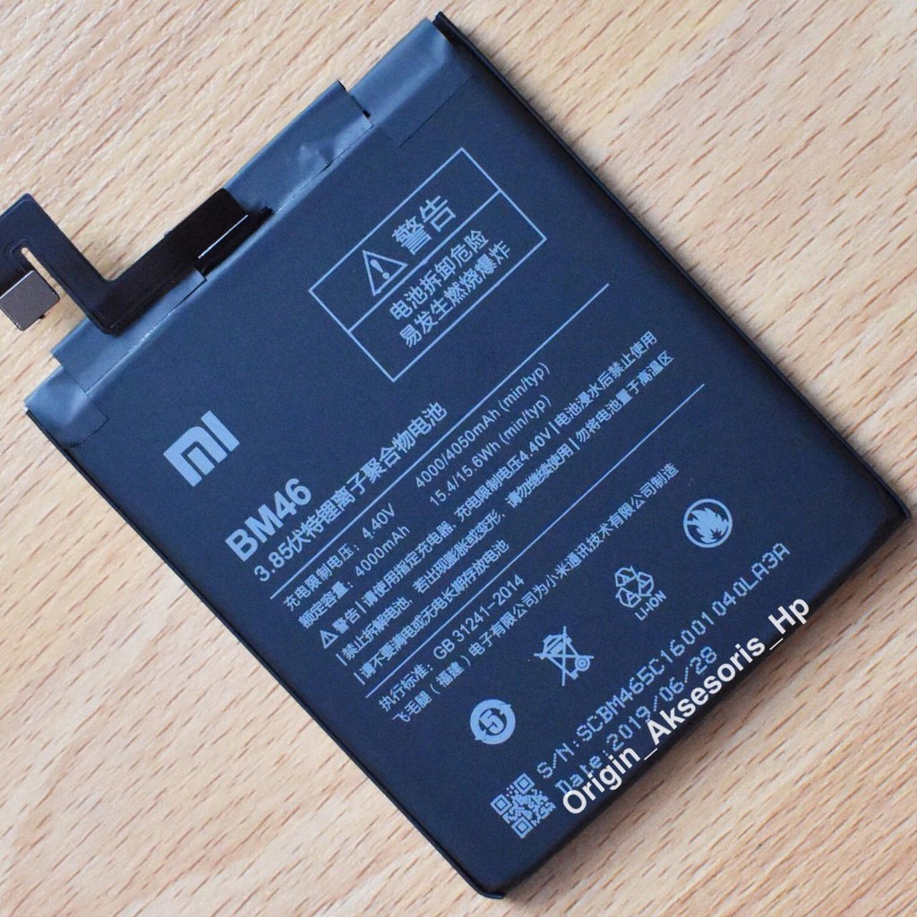 Baterai Xiaomi Redmi Note 3 - Redmi Note 3 Pro - BM46 100% Batre Hp Xiao Mi BM 46