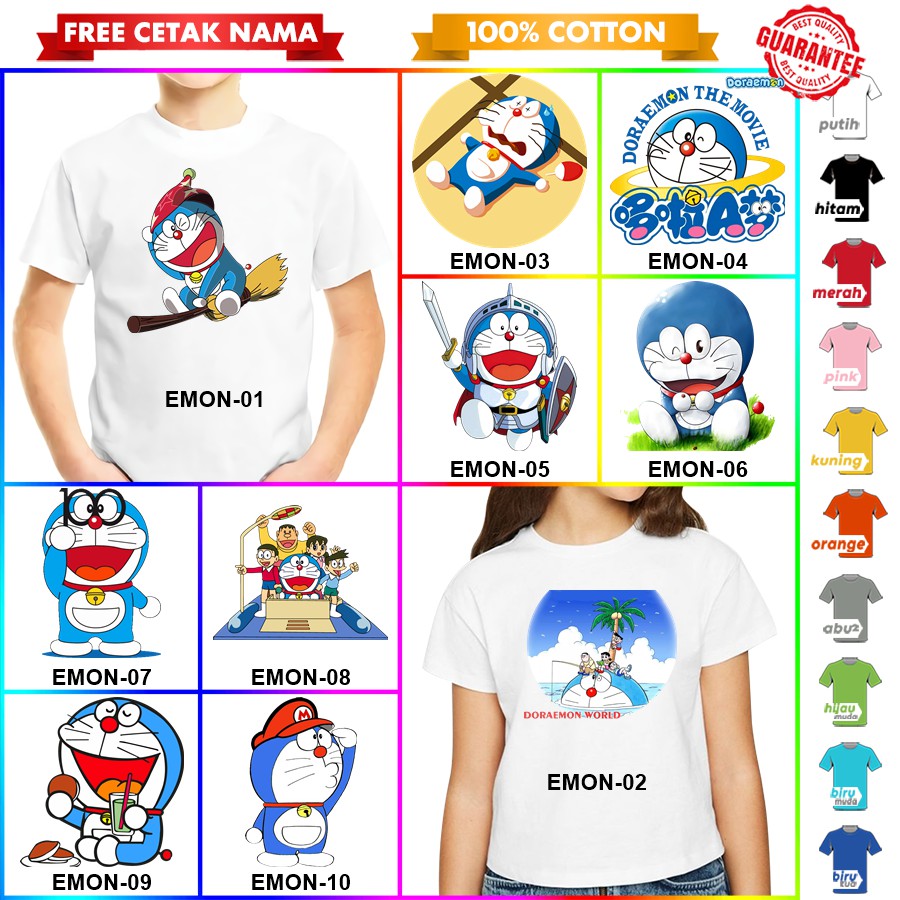 [FREE NAMA!!] Baju Kaos COUPLE  ANAK DAN DEWASA DORAEMON BANYAK MOTIF