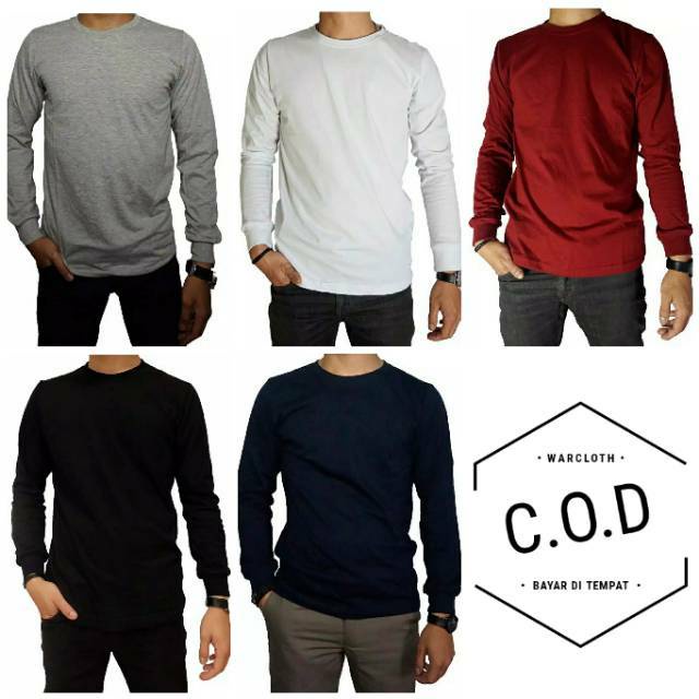 KAOS LENGAN PANJANG - KAOS GAUL PRIA - KAOS POLOS BANYAK WARNA