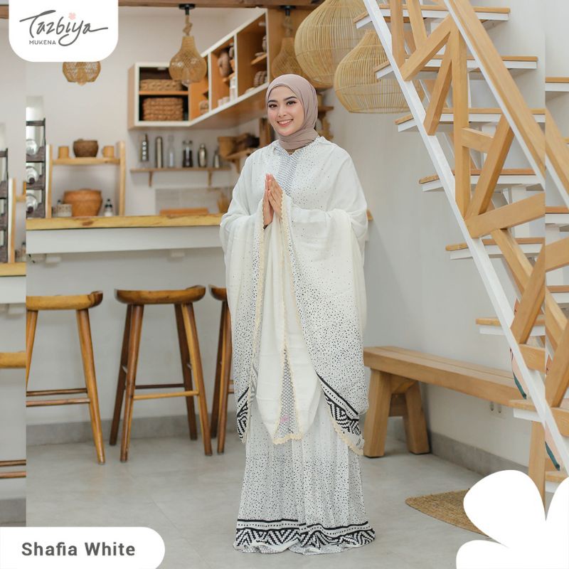 Mukena Tazbiya Sajadah Border Shafia White 2IN1 Series Allsize