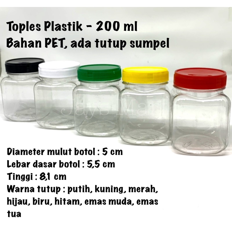 Toples Plastik / Botol Sambal / Toples Bumbu / Toples Sambal 200ml