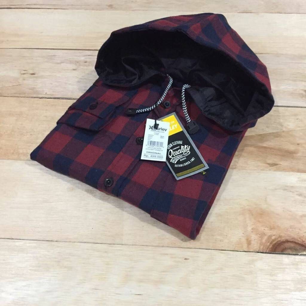 Kemeja Flannel Hoodie Pria Wanita Lengan Panjang Super Premium