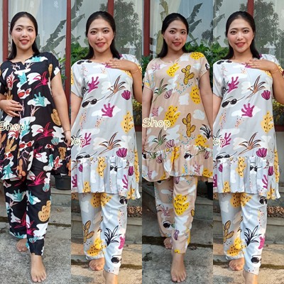 Set Kaktus pajamas kaktus lengan pendek fit to XL
