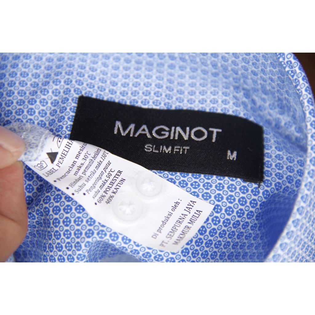 Kemeja Formal Slimfit Maginot Lengan Panjang  Pria Biru Motif 01 Good Quality 100% Original