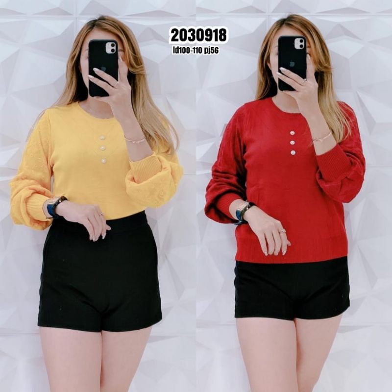 BLOUSE RAJUT IMPORT LENGAN PANJANG BALON TWIS IMPORT PREMIUM