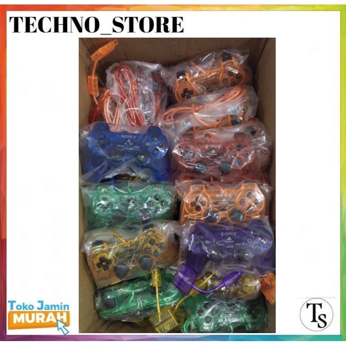 Stik PS2 Kabel Ori Serat Warna Warni - Stick PS 2 Transparan Lampu