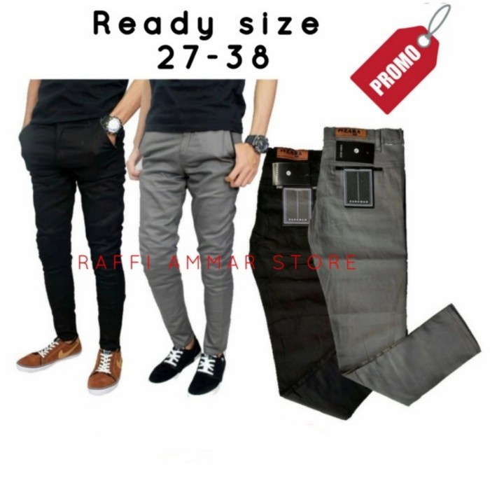 BIG SIZE*Celana Chino Panjang Jumbo / Celana Panjang Chinos Pria - Hitam, 28(D8X6) Celana Panjang Pr