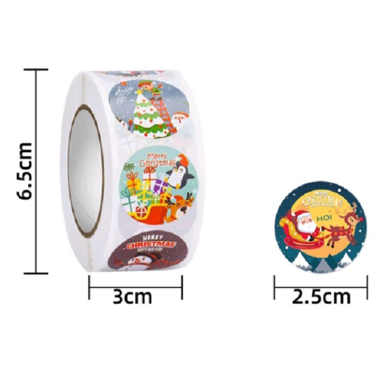 

PRomo, Aneka Desain Sticker roll Bulat Untuk Natal ( Merry Christmas ) isi ±500pcs