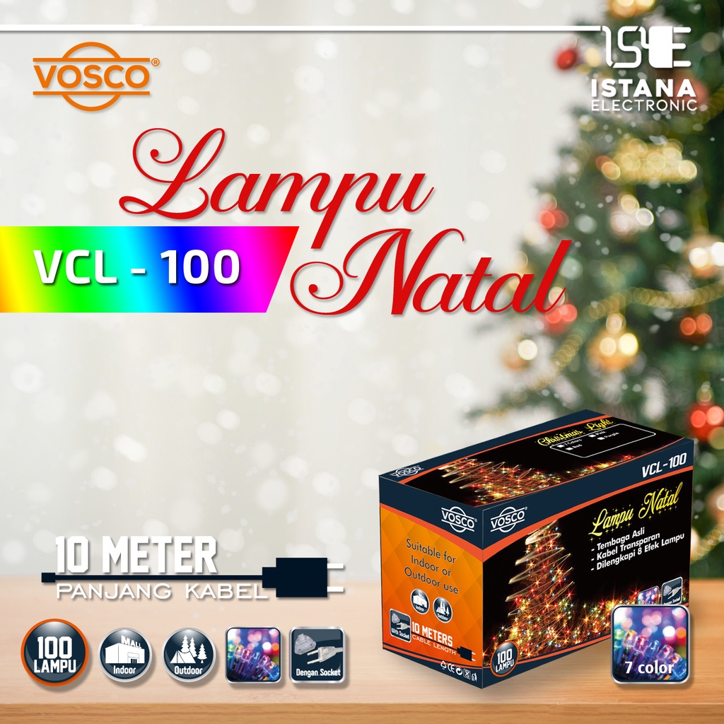 [COD] Istana Electronic Lampu Natal Led Vosco 10Meter Light ( lampu hias led lampu dekorasi murah ) Tersedia Tujuh Pilihan Warna FREE ONGKIR