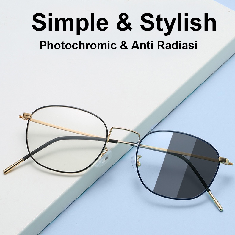 Kacamata Photocromic Korea / Anti Radiasi 2 In 1 Potokromik Photochromic Pria Wanita 8903