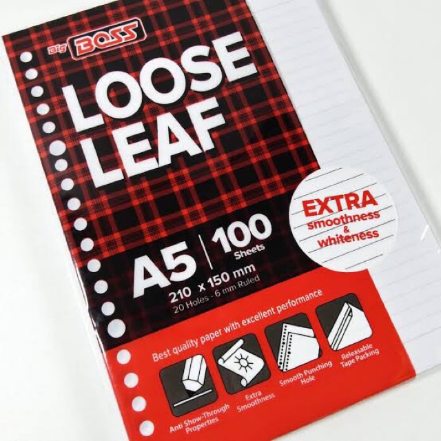 

Loose Leaf / Isi Binder Garis dan Polos A5/B5 - 20ring, 26ring 50/100 Lembar
