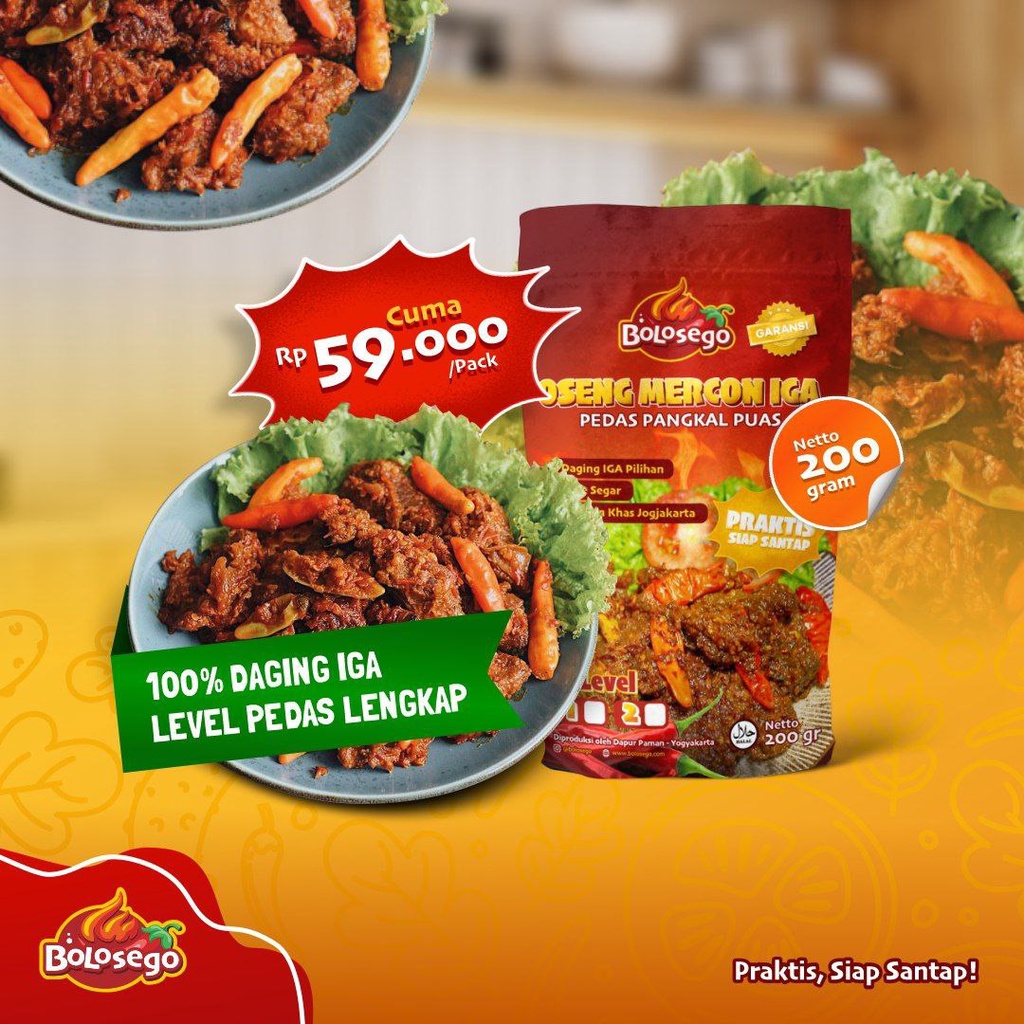 READY STOK BOLOSEGO Oseng Mercon Iga Level Terlengkap dan Bergaransi
