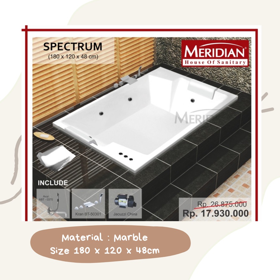 Paket Bathtub Whirpool Marble MERIDIAN Spectrum Bath Tub Jacuzzi