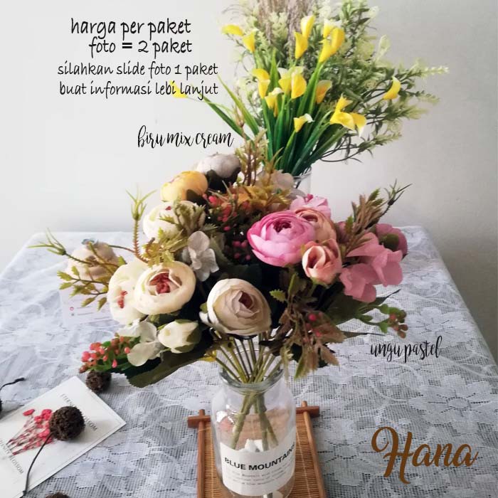 Bunga camelia peony mix hydrangea artificial/bunga plastik artificial vintage style/bunga plastik-3