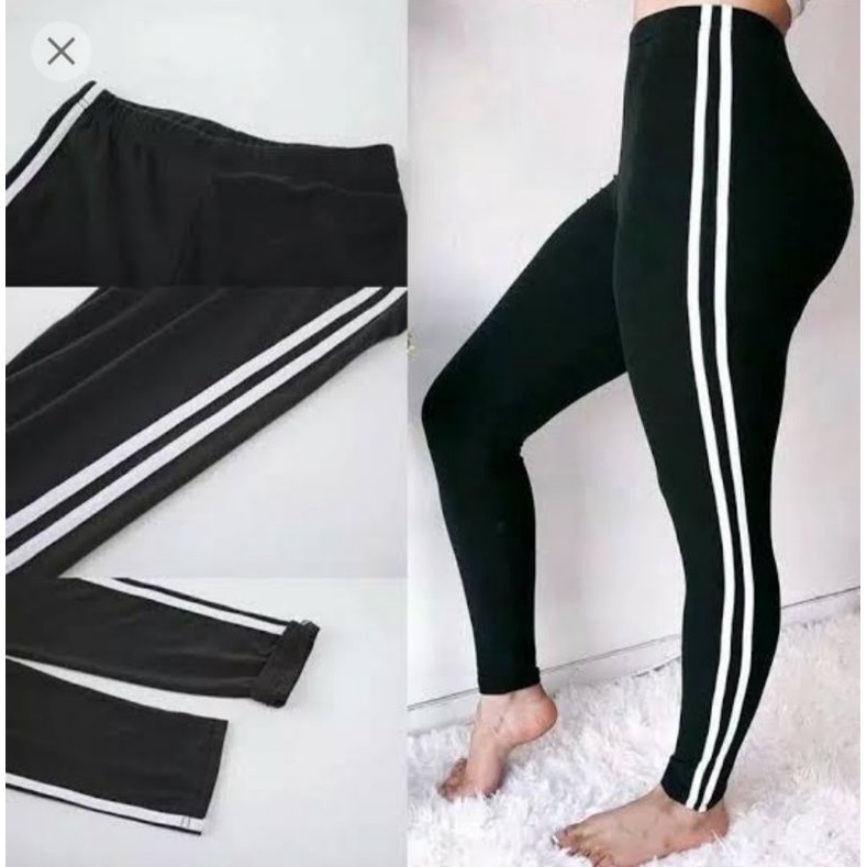 Legging Stripe 2 Garis 2 Jumbo Bahan Spandex